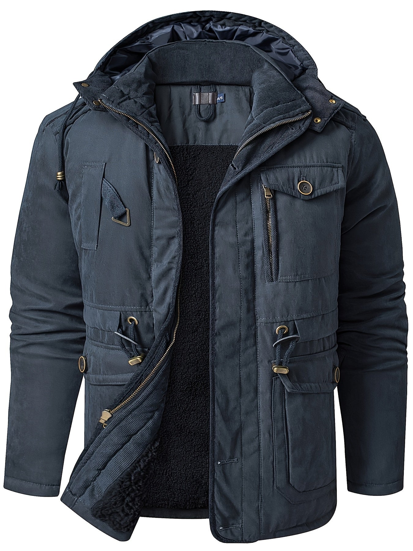 Veste d'hiver à capuche isolée de première qualité pour hommes - Design Cargo élégant et durable avec poches multiples pratiques - Chaude, épaisse et parfaite pour les tenues chic et décontractées